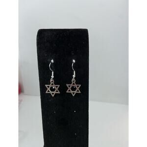 Star of David earrings silver tone